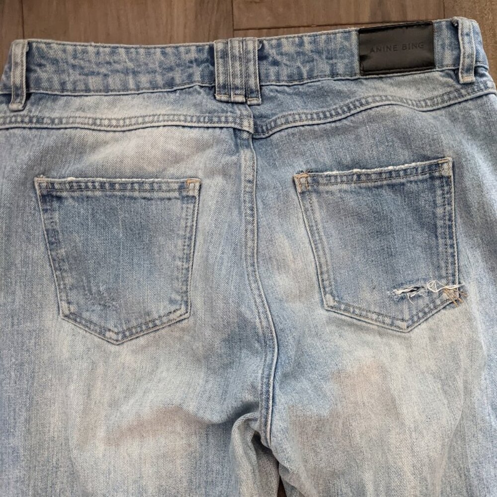 Anine Bing - Distressed Destroyed Jeans | Size 26 Relaxed Fit | Light Wash Blue - Picture 7 of 15